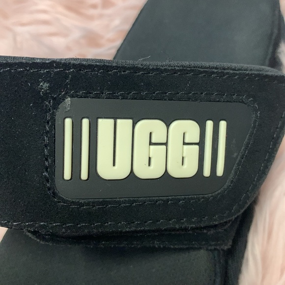 UGG Greer Black Suede Upper Velcro Slides - Picture 9 of 9
